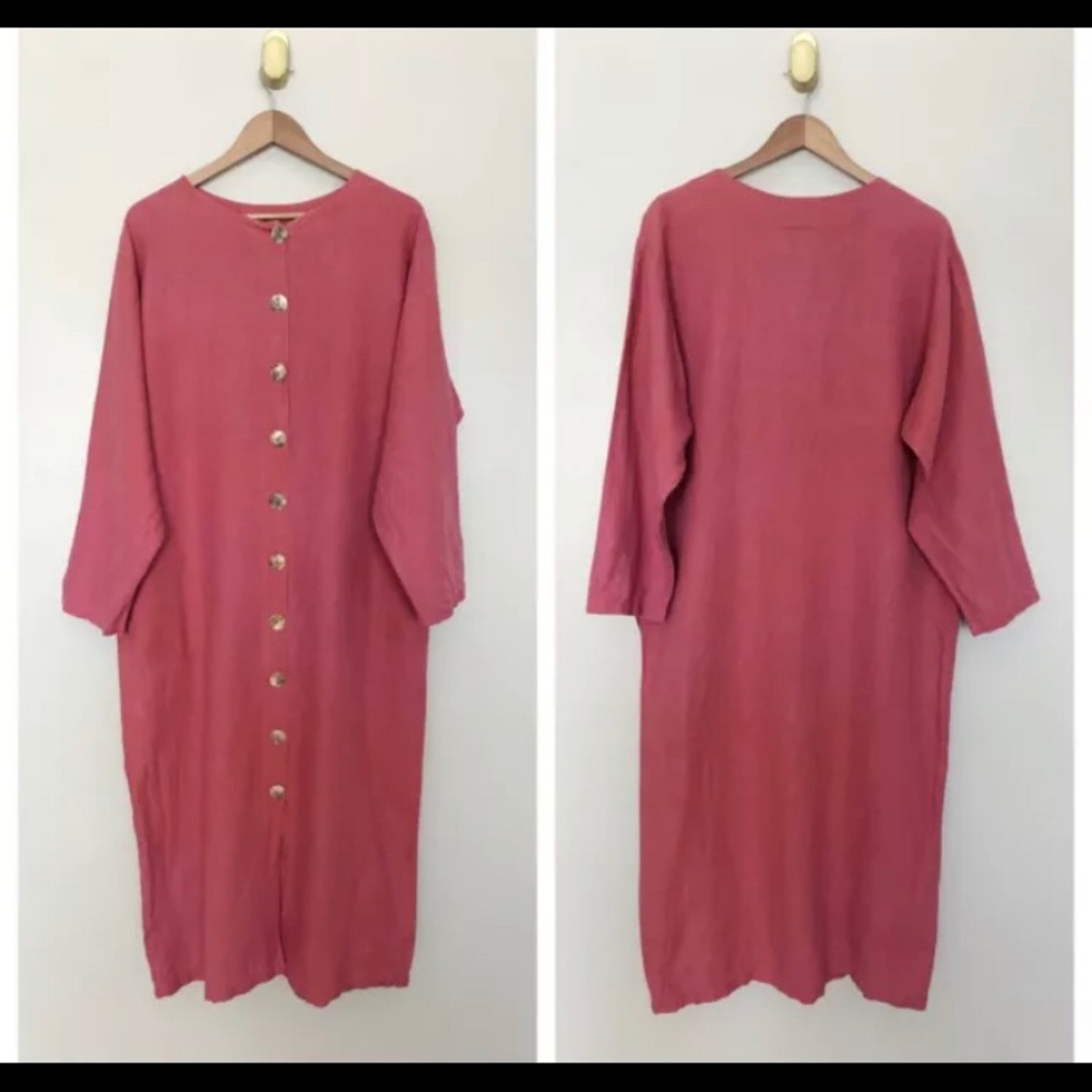 Vintage Linen Nap Lounge Nap Dress Blush Pink M